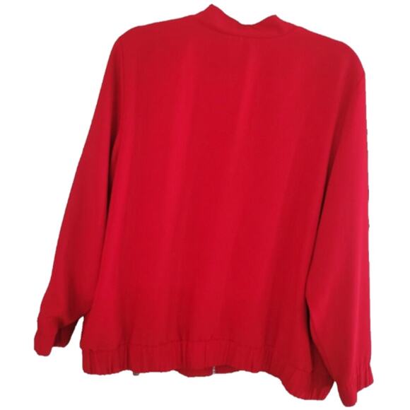 Chico's Women's Bomber Jacket Size XL Red Full Zip Lined Pockets - Picture 9 of 11